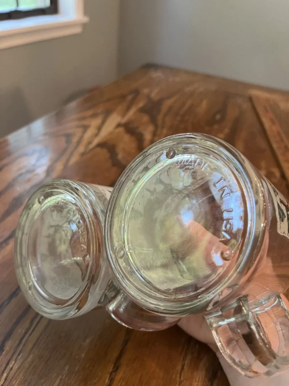 Vintage Libbey Christmas Mugs Snowy Winter Scene Clear Glass Set Of 2